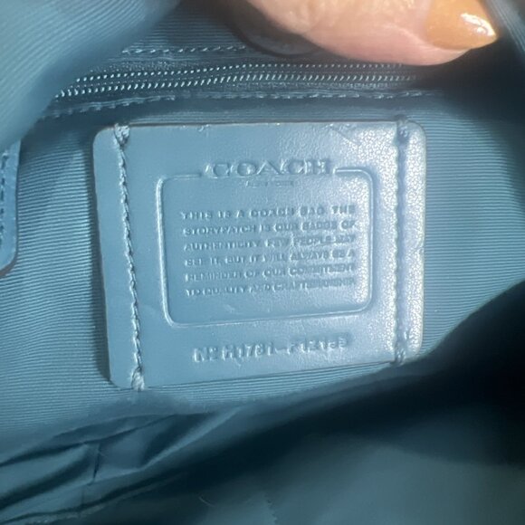 Coach Lily(2017) Teal Blue Pebbled Leather Handbag Purse Shoulder Bag - Picture 11 of 12